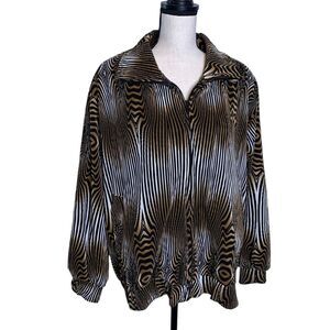 American Designer Styles Jacket Womens Large Vintage Zebra Print 3D‎ Textured